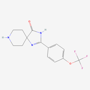 1253924-71-8 | 4-Oxo-2-[4-(trifluoromethoxy)phenyl]-1,3,8-triazaspiro[4.5]dec-1-ene, 4-(4-Oxo-1,3,8-triazaspiro[4.5]dec-1-en-2-yl)-alpha,alpha,alpha-trifluoroanisole